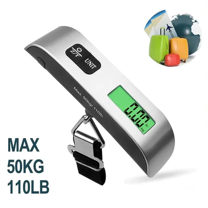 1 pièce Balance numérique portable avec écran LCD 110lb/50kg, électronique, pour bagages, valises, voyage, pesage de sacs et de bagages
