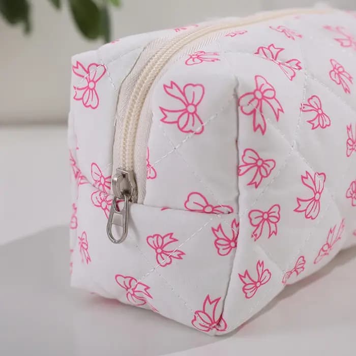 Magnifique trousse de maquillage à imprimé nœud papillon, design élégant, sac de rangement pour voyage en extérieur, trousse de toilette portable mignonne et grande capacité