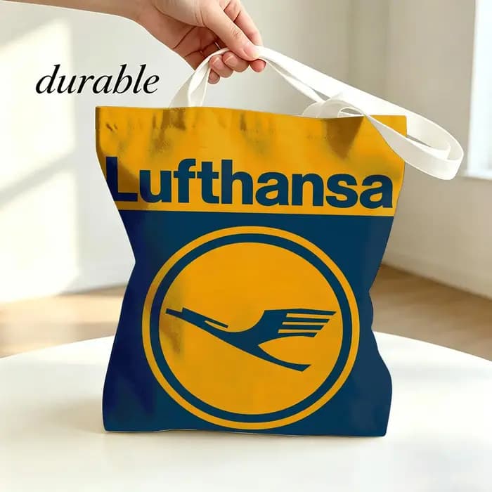 Sac fourre-tout en toile L-Lufthansa German Airlines, impression double face, léger, sac de voyage à bandoulière, sac de plage, cadeau écologique
