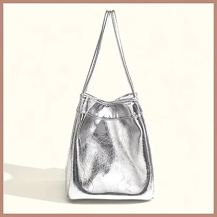 Sac seau mini scintillant argenté