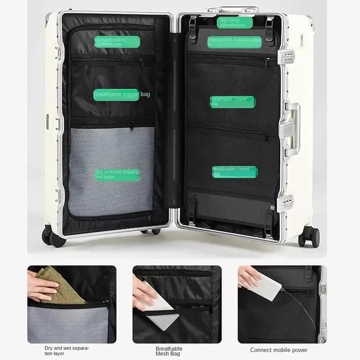 Valise multifonction cadre en aluminium grande capacité PC valises voyage 20/24/30/36 pouces