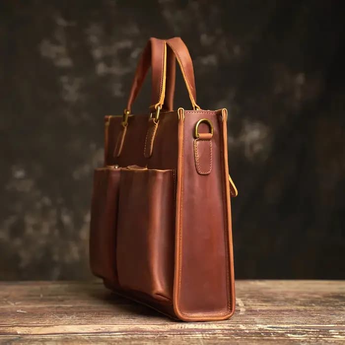 NUPUGOO – porte-documents Vintage en cuir véritable pour hommes