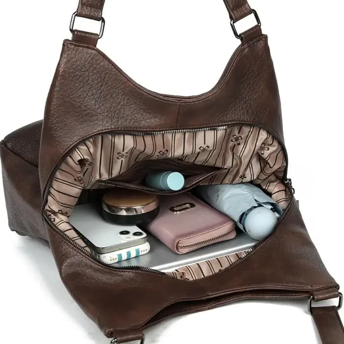 Sac fourre-tout de luxe à trois couches en cuir véritable pour femme