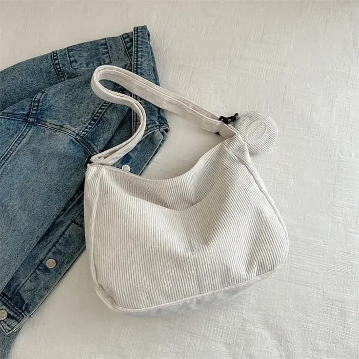 Sac à Main en Velours Côtelé de Grande Capacité pour Femme
