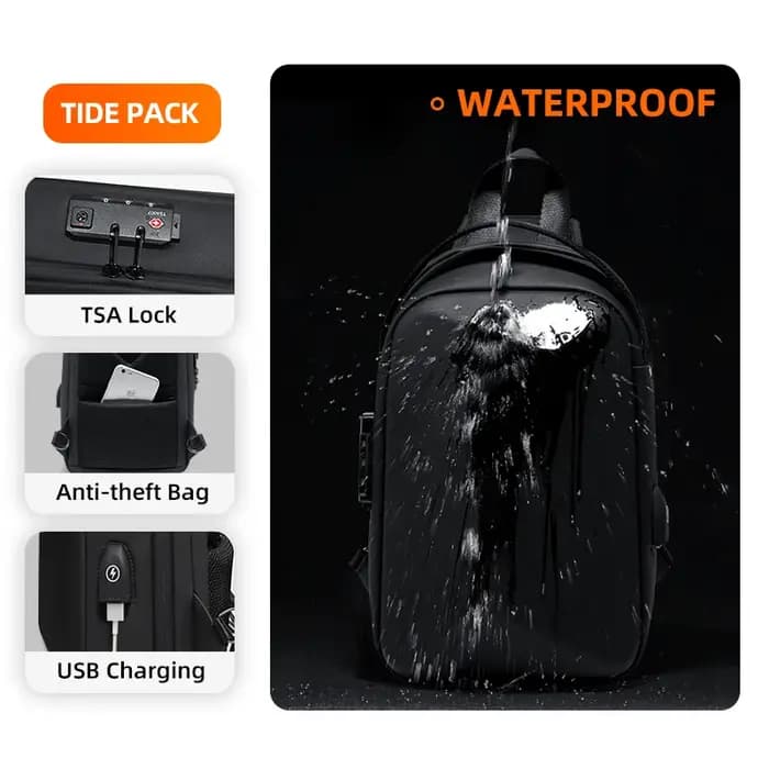 Fenruien sac pour hommes sac à bandoulière multifonction antivol étanche homme sac