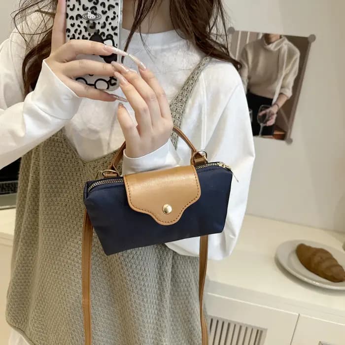 Sac à main carré mini rétro en nylon pour femme