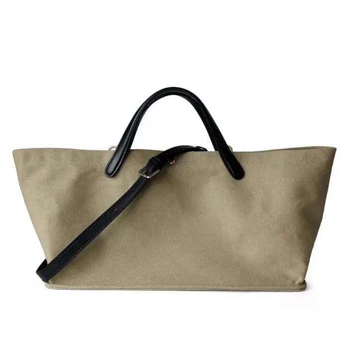 Sac à main fourre-tout en toile et cuir pour femmes