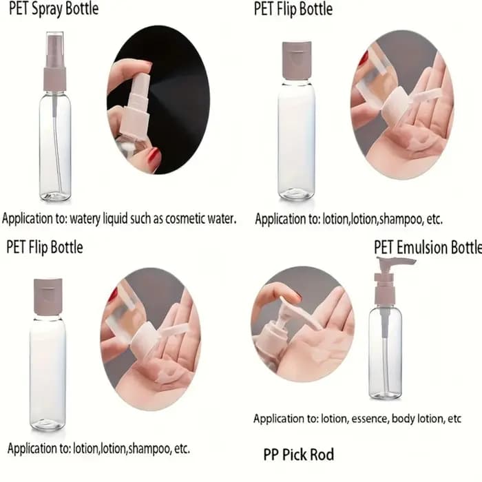 Kit de 7 flacons de voyage pour produits de toilette
