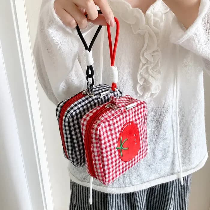 Trousse de Maquillage Carrée à Motif Tomate Cartoon
