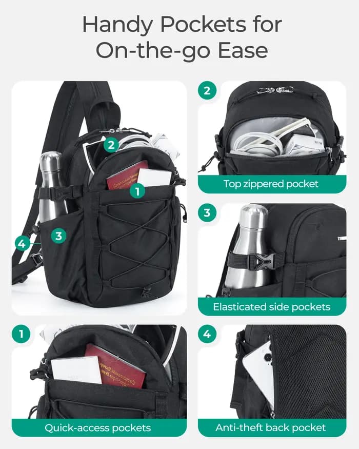 BAGSMARTSmall Sac à dos pour voyage décontracté Sport 3 en 1 Sac à dos à bandoulière Sac