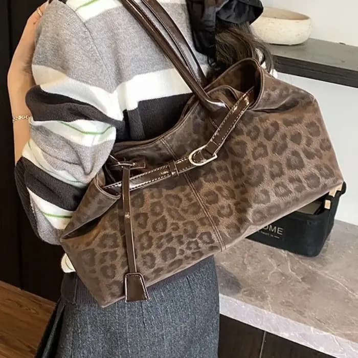 Sacs à bandoulière en cuir PU imprimé léopard pour femmes 2026 – Sac fourre-tout de luxe tendance de marque de créateur