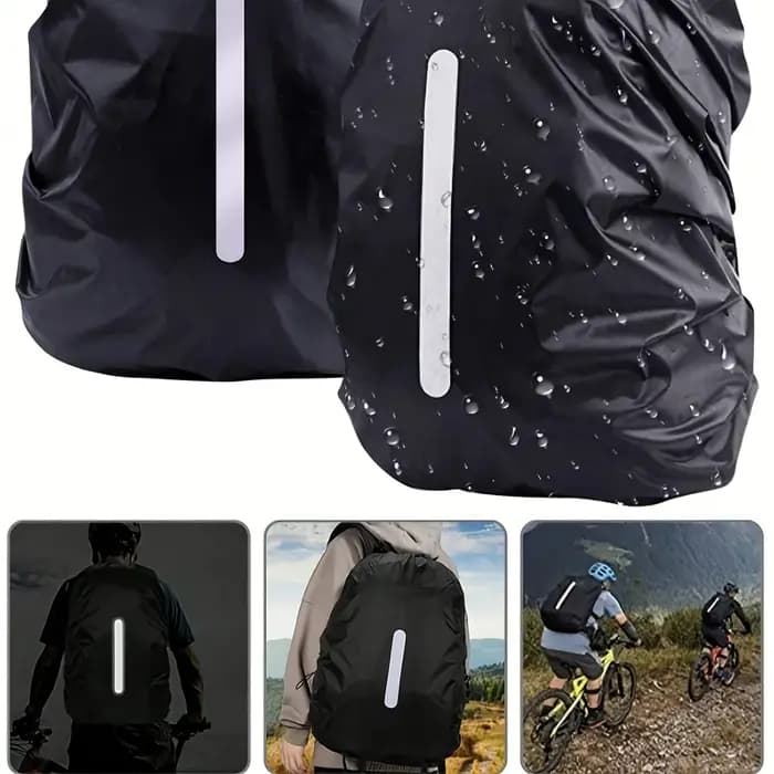 Housse de pluie pliable noire 20-70L pour sac à dos avec bandes réfléchissantes – Idéale pour la randonnée