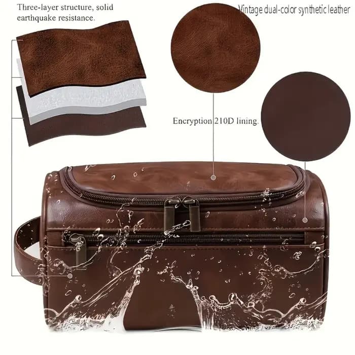 Trousse de Toilette de Voyage en Cuir PU Grande Capacité Imperméable Suspendable Organisateur Multi-couches pour Cosmétiques et Maquillage Extérieur