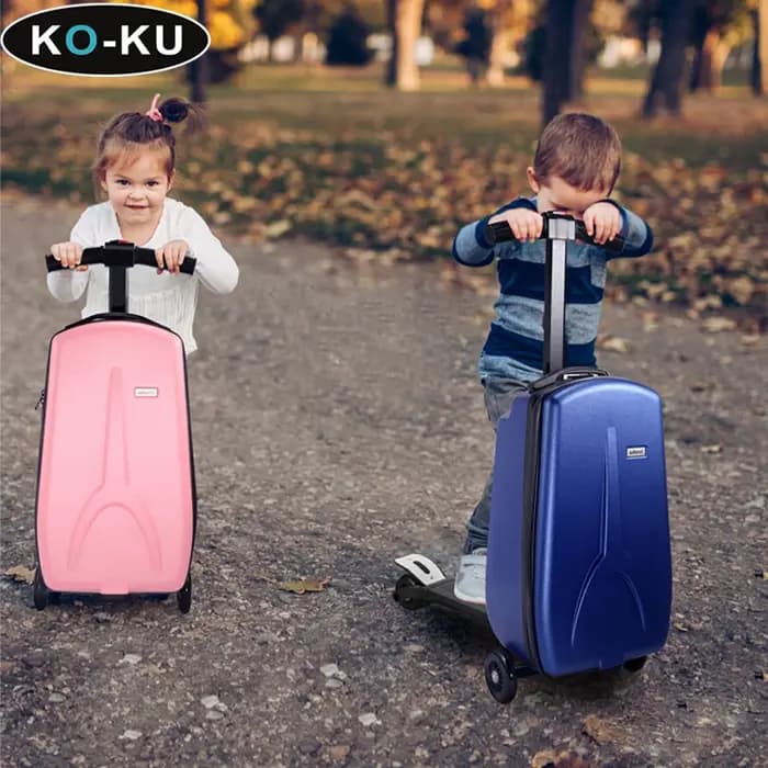 Valise trottinette pliable KO-KU pour enfants de 4 à 15 ans, grande capacité, sur roulettes, valise à roulettes de 18 pouces