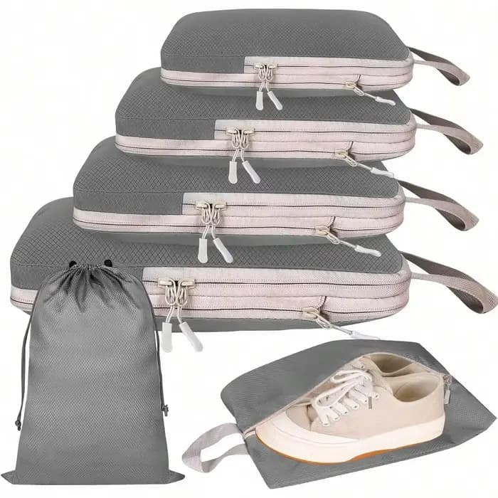 4/6 pièces emballage compressible sac de rangement de voyage Cubes valise étanche en Nylon Portable avec sac à main organisateur de bagages Ryanai