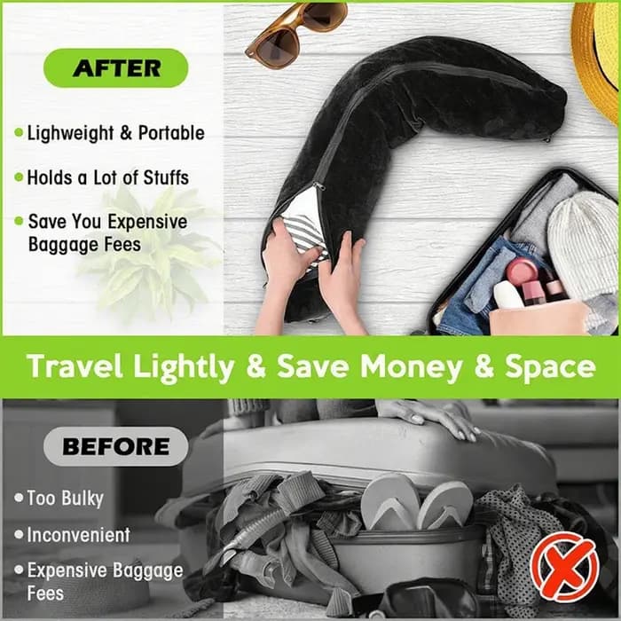 Oreiller cervical de voyage avec vêtements remplissables