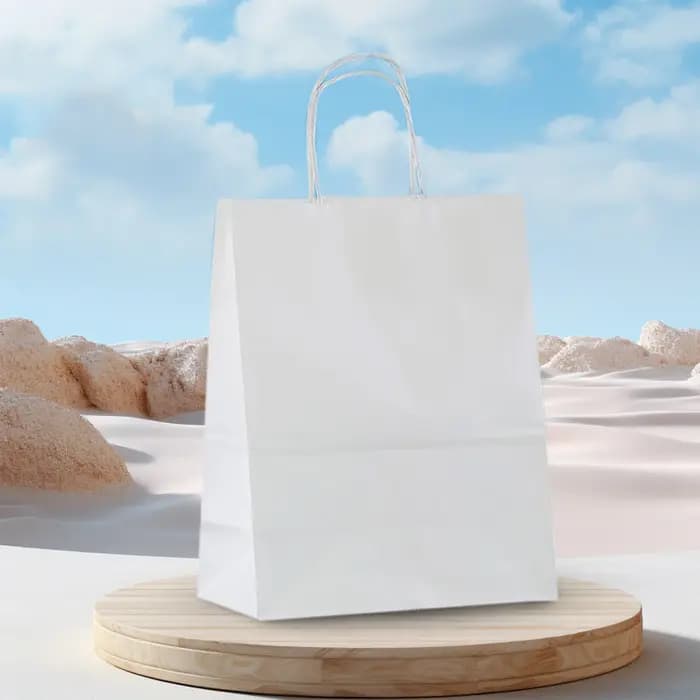 Sacs en papier Kraft blanc avec poignées