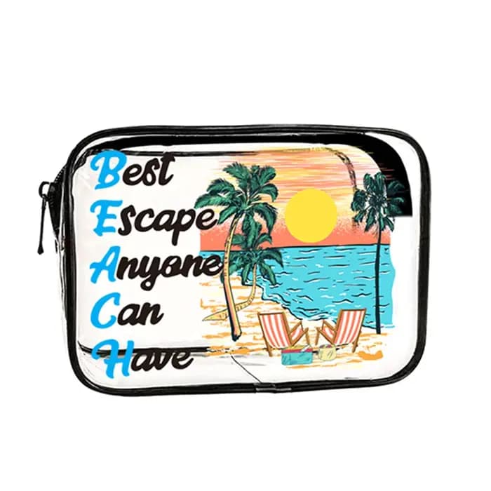 Sac de rangement transparent imprimé palmier tropical