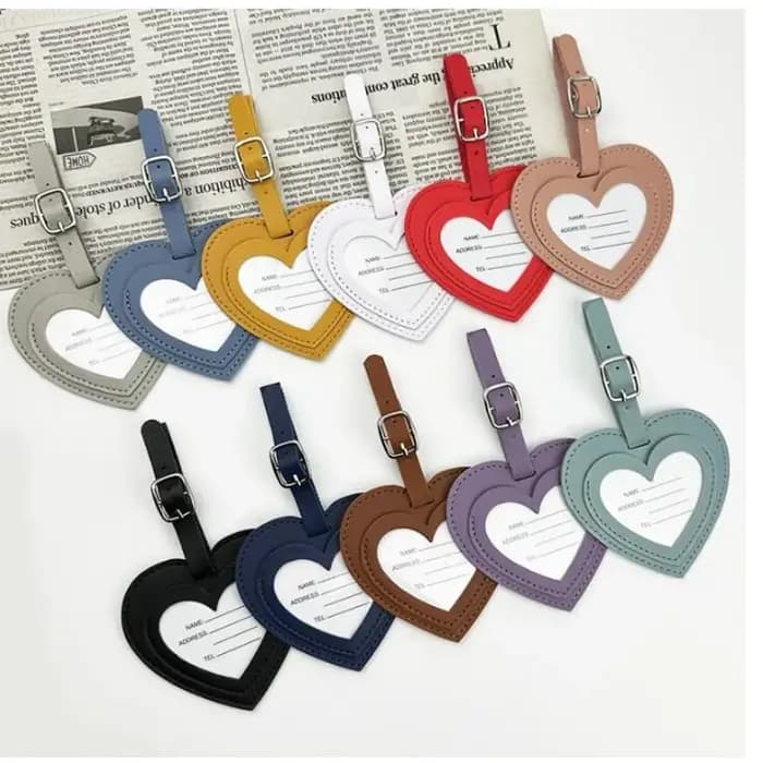 Étiquettes de bagage en cuir PU épaissi, design créatif 'Love', pour cartes d'embarquement, accessoi