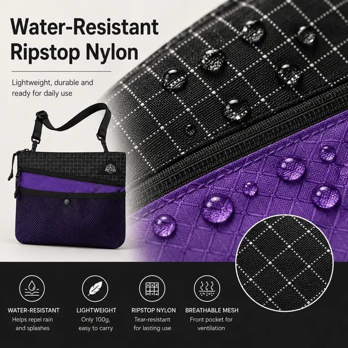 Sac à bandoulière ultraléger imperméable Ripstop