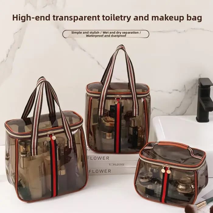 Trousse de Toilette de Voyage Grande Capacité Imperméable Style Rétro, Sac de Plage, Pochette de Maquillage pour Voyages en Plein Air et Vacances à la Plage