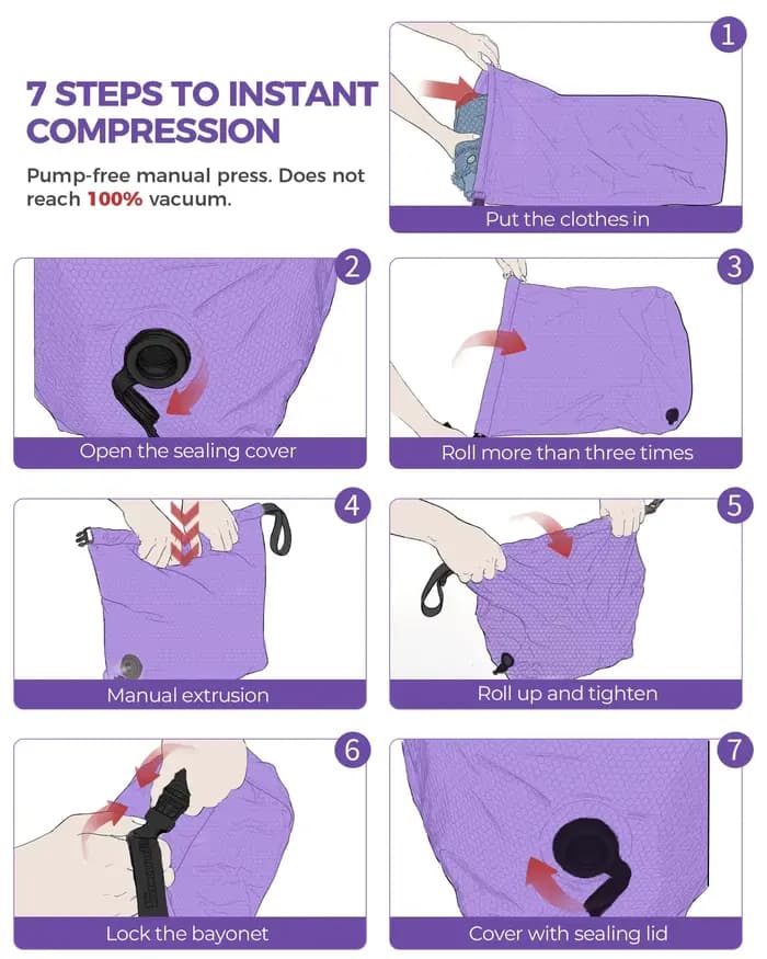 Sac de compression sans plis pour le voyage