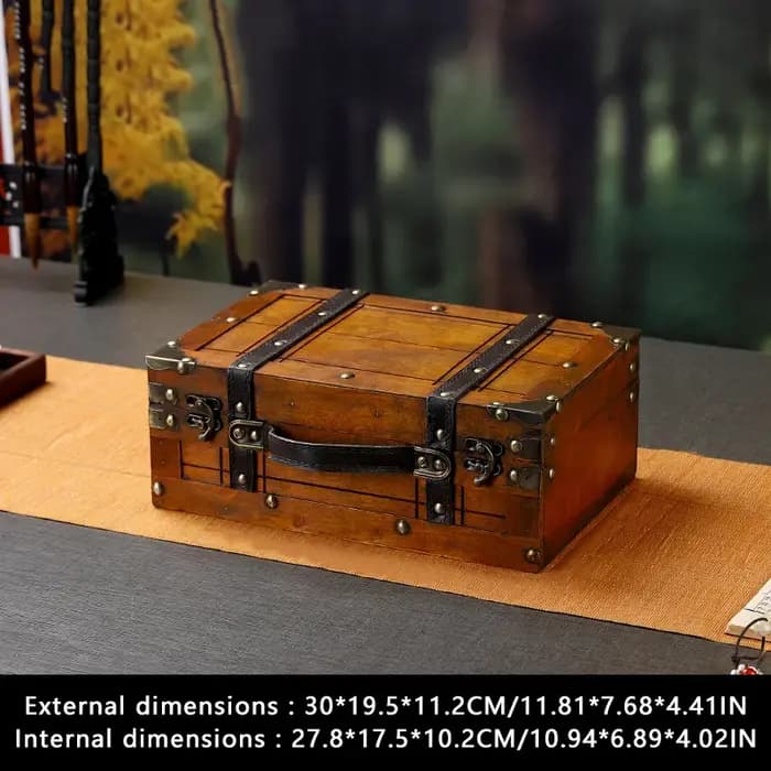 Valise Vintage en bois avec poignée, nouveau Design, boîte de rangement pour bijoux au trésor de Sty