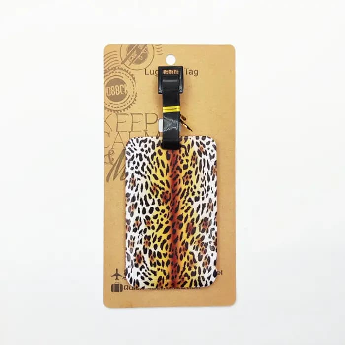 Étiquette de bagage imprimé léopard pour hommes et femmes, étiquette de bagage de voyage, porte-adre