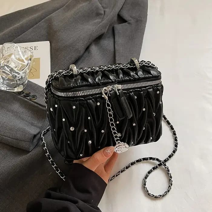 Argent bolsa feminina mode matelassé sac à bandoulière tendance Mini petite boîte rouge à lèvres pochette fermeture