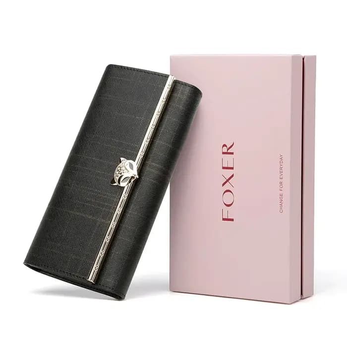 FOXER marque femmes portefeuille Long en cuir fendu dame pochettes de luxe porte-monnaie femme mode porte-carte de crédi