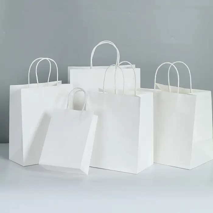 Sacs en papier Kraft blanc avec poignées