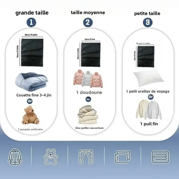 Sac de compression portable enroulable en tissu Oxford