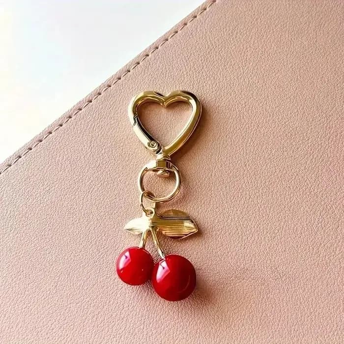 Breloque de sac en forme de cœur en fleur de cerisier