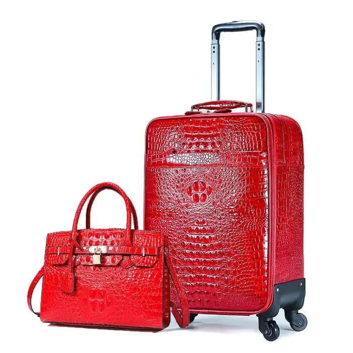 Valise de luxe en cuir gaufré de crocodile de 20 pouces – Bagage à main