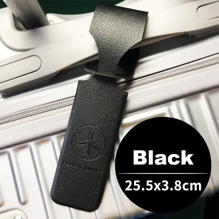 Étiquette de bagage en cuir PU portable avec motif avion en relief, étiquette d'identification anti-