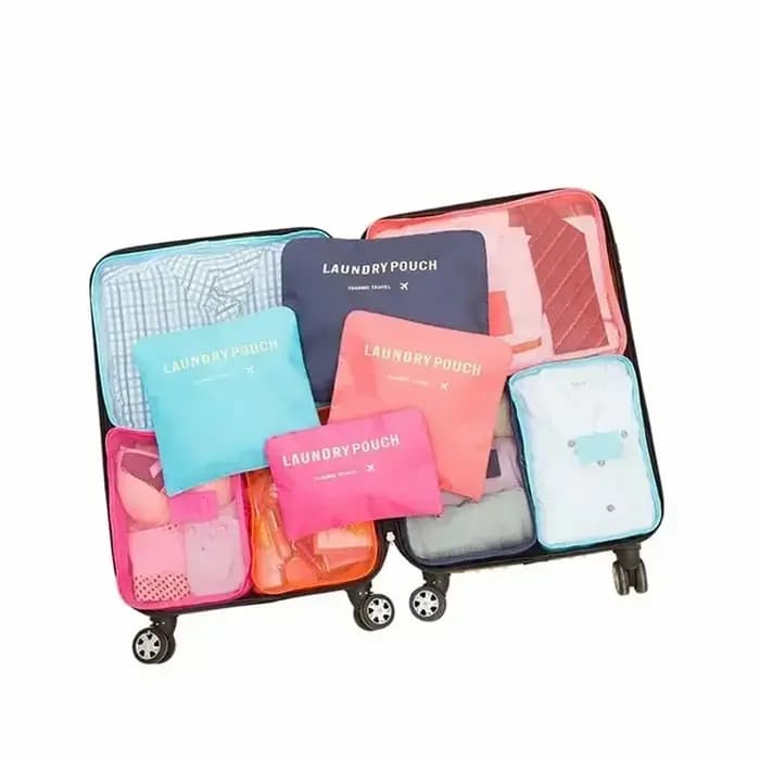 Ensemble de 6 sacs de rangement de voyage, ensemble d'emballage de valise, étuis de rangement, organisateur de bagages portables, vêtements et chaussures, organisateur pliable
