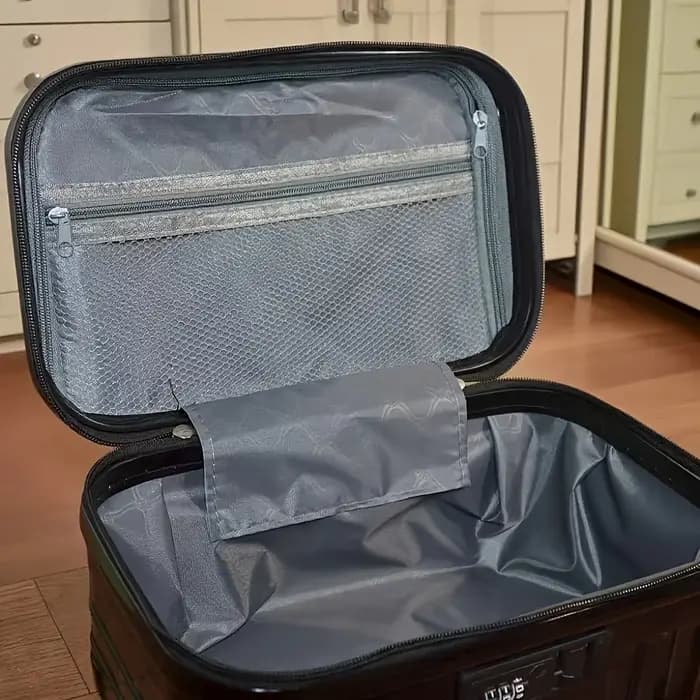 Valise de toilette portable avec serrure à code, poignée intégrée, grande capacité, pour voyages courts, activités de plein air et rangement quotidien