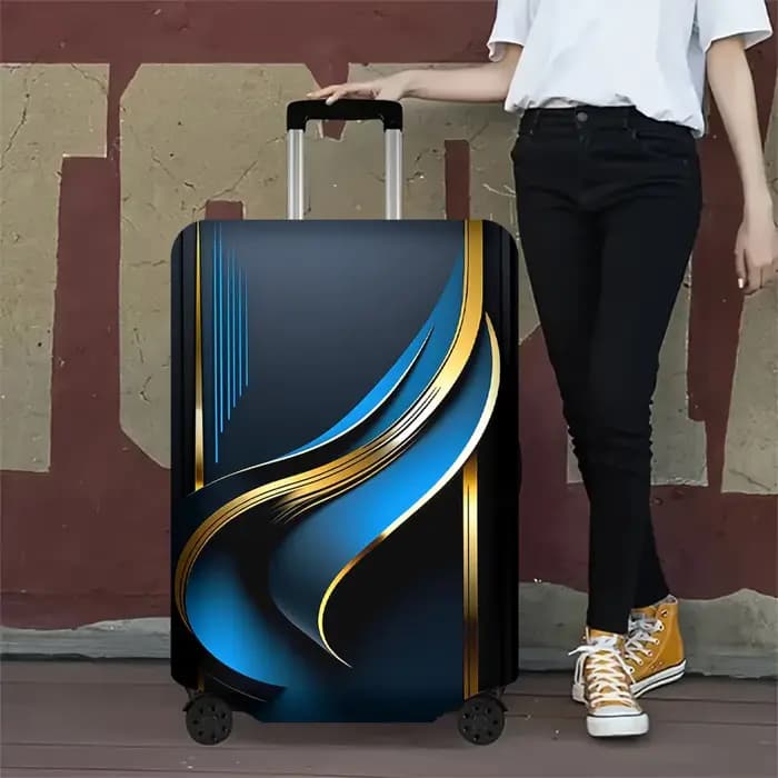 1 housse de valise avec un motif imprimé doré de style fluide
