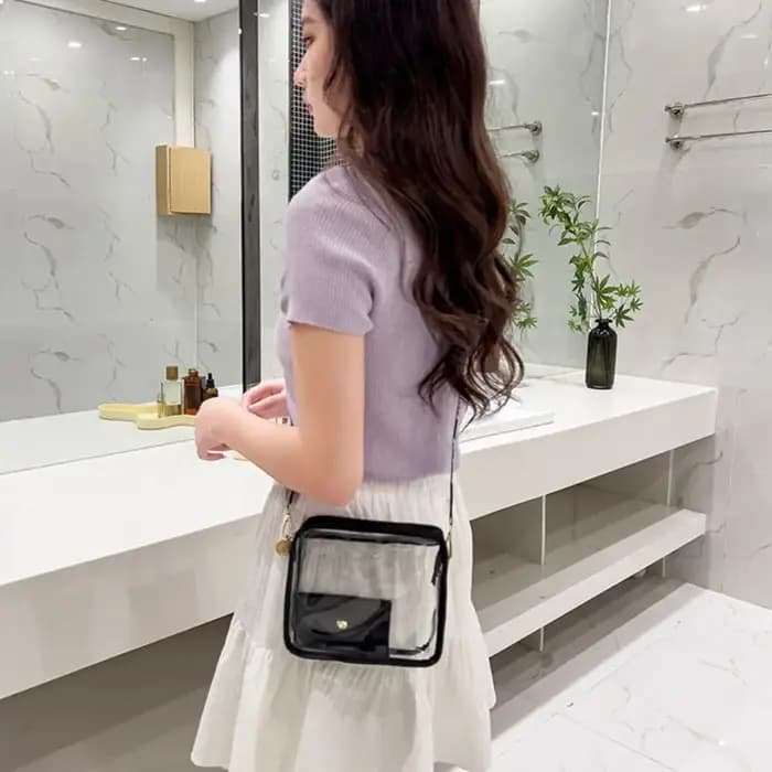 Sac à bandoulière transparent, couleur bonbon, sac enveloppe, sac en PVC, petit sac carré, grande capacité, sac à bandoulière pour le shopping