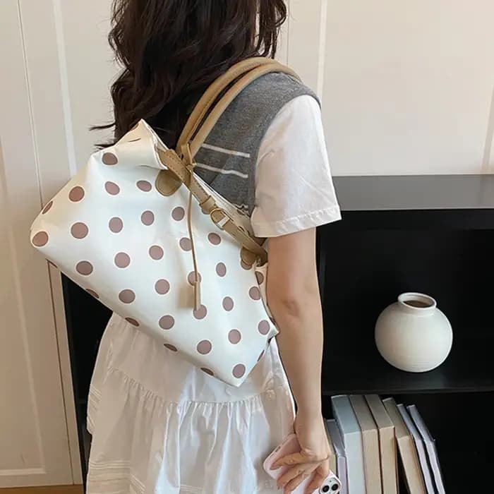 Sac fourre-tout coréen à pois avec boucle de ceinture