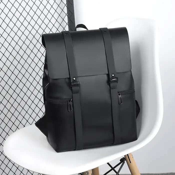 Sac à dos en cuir noir pour hommes