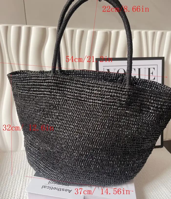 Sac à main fourre-tout en paille naturelle et raphia