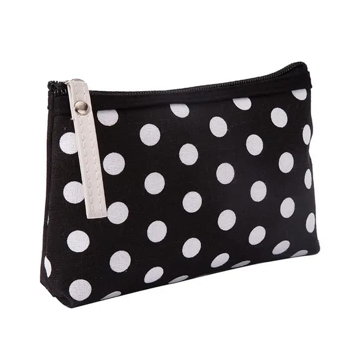 Sac de maquillage en toile imprimé de points, sacs à cosmétiques pour femmes, trousse de toilette, o