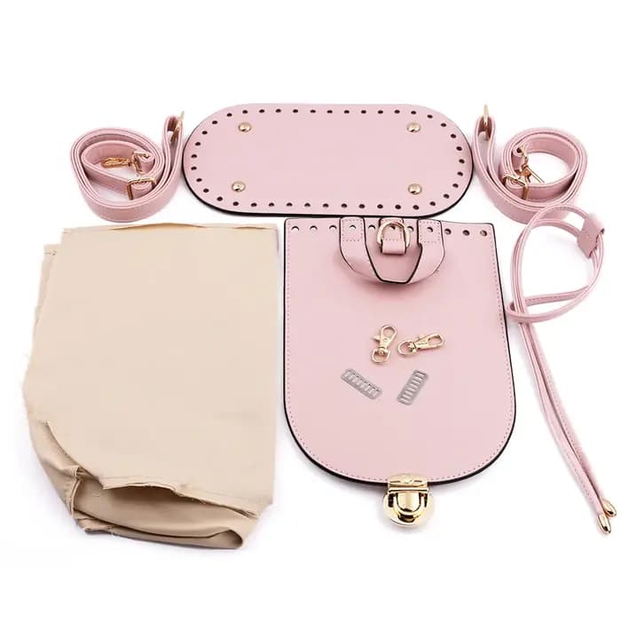 Couverture de rabat inférieur de sac en cuir PU avec matériel, ensemble de sacs en tissu tissé, sac