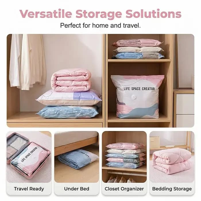 Sac de rangement sous vide sans pompe pour vêtements
