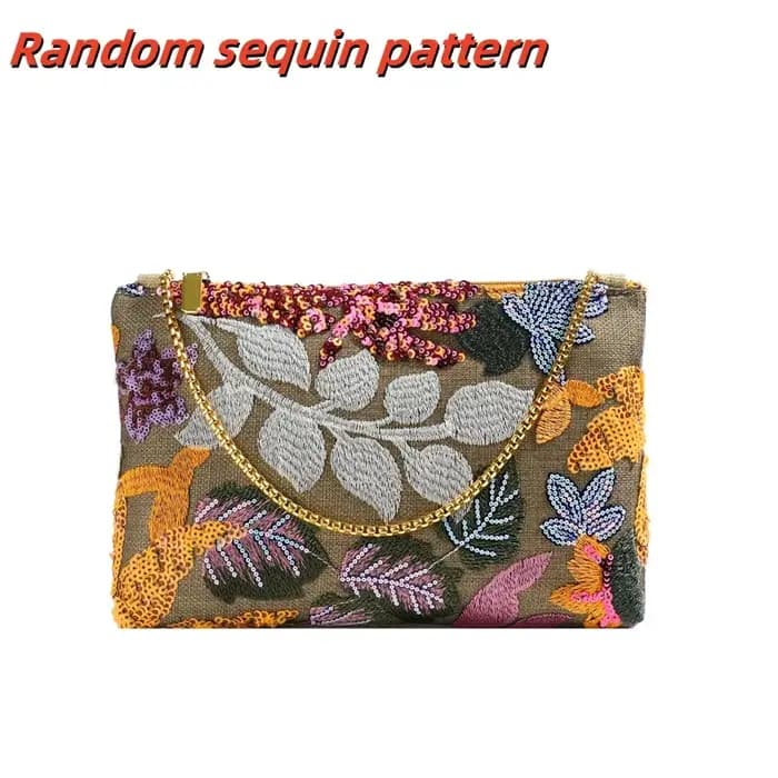 Style ethnique concepteur nouvelle pochette à paillettes pour femmes sac de soirée sac à bandoulière brodé sac de messager sac enveloppe de chaîne d'été