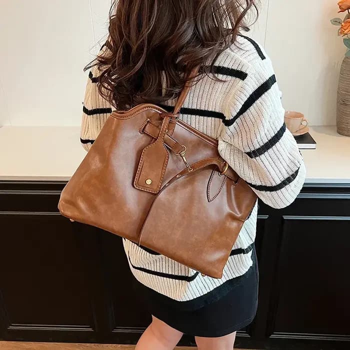 LEFTSIDE – sac fourre-tout rétro en cuir PU pour femmes