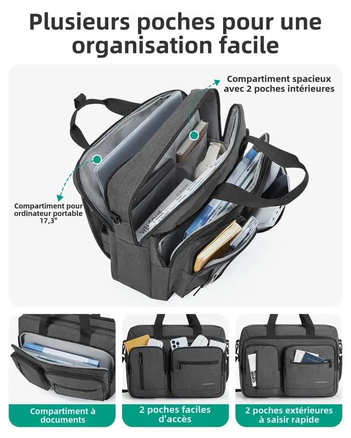 Sac pour ordinateur portable 3 en 1 pour homme