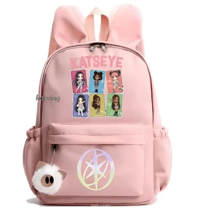 Mochila Hot Katseye drôle impression sac à dos fille garçon enfants sac à dos décontracté sacs d'école voyage oreilles