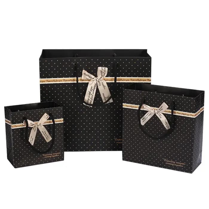 Sac cadeau Portable noir avec poignées pour livres